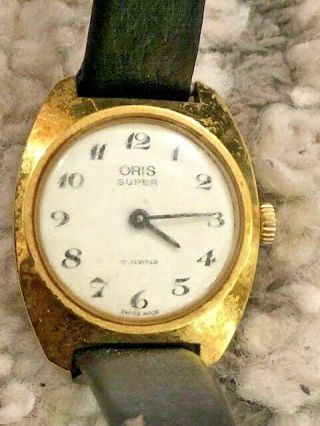 Vintage Swiss Made 17 Jewels Oris Bezel Gold Plated Mechanical Ladies Watch 7c