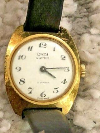 Vintage Swiss Made 17 Jewels Oris Bezel Gold Plated Mechanical Ladies Watch 7C 2