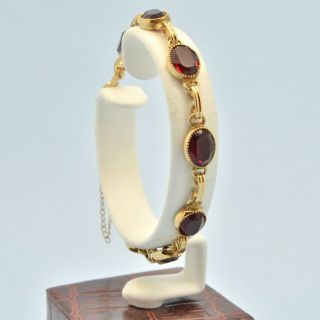 Vintage Tennis Bracelet 1950s 1/20th 12 Karat Gold Filled Red Crystal Jewellery