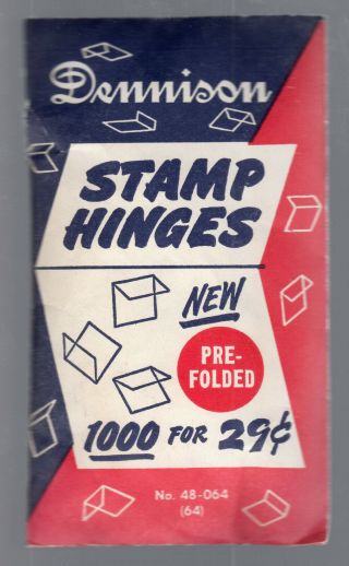 Vintage Dennison Stamp Hinges Repackaged From Open Packs - Pre - Folded 1000,  1.  5oz