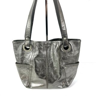 Fossil Long Live Vintage Tote Bag Silver Metallic Pewter Shoulder Bag Purse