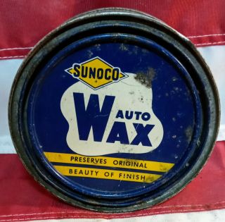 Vintage Sunoco Auto Car Wax Tin Can Sun Oil Company Philadelphia,  Pennsylvania