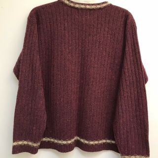 Vintage Women ' s Size Medium Woolrich Burgundy Wool Sweater With Sheep Design 3