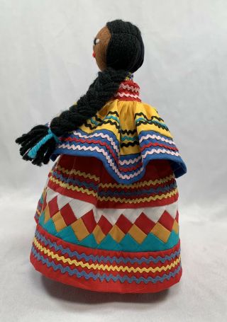 Vintage Native American Florida Seminole Indian Doll Patchwork Woman 11” 2