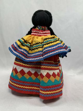 Vintage Native American Florida Seminole Indian Doll Patchwork Woman 11” 3