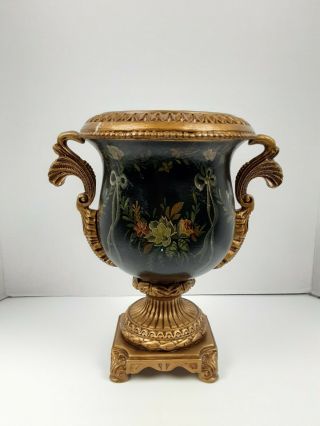 Large Vintage 2 Handle Urn / Vase For Decor / Heavy,  10.  5 " Tall