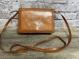 Brahmin Women’s Vintage Brown Leather Crossbody Handbag Organizer 5x8