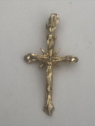 Vintage Estate Solid 14k Yellow Gold Religious Crucifix Cross Pendant