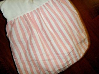 Vintage Sanderson Ville De Lyon Pink Stripe (1) Queen Bedskirt Not Split 14 "