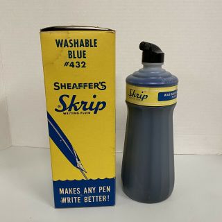 Vintage Sheaffer’s Skrip Writing Fluid Ink Washable Blue￼ 432 32 Ounce ￼w/ Box