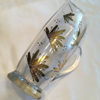 Elegant Vintage Martini cocktail glass pitcher with Gold flowers retro modern 2