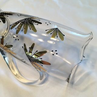 Elegant Vintage Martini cocktail glass pitcher with Gold flowers retro modern 3