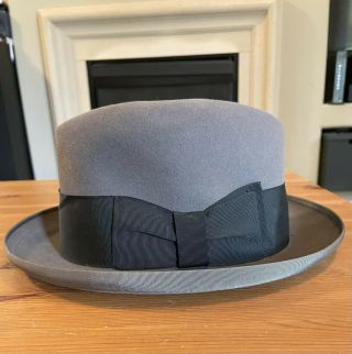 Vintage Knox Superfine Gray Homburg Hat Size 7 1/8