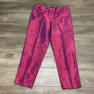 Gap Vintage Iridescent Ankle Trouser Pink 100 Silk Sz 14 Made In India