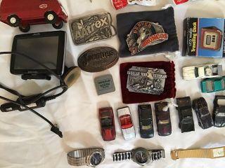 Vintage Junk Drawer Knives Watches,  Buckles,  Toys Camera Pens,  Megellan 3