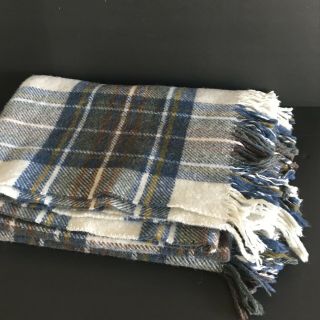 Vtg James Pringle Weavers Scotland Wool Blend Soft Fringed Throw Blanket 49 X 64