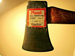 Vintage Plumb All American 11 - 631 Axe/hatchet 17 1/4 Inch Handle