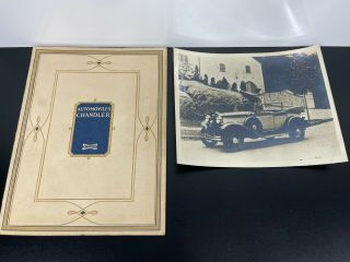 Antique Vintage 1920s Chandler Automotive Dealer Sales Brochure & Photograph