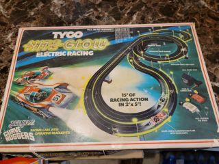Vintage " Tyco Nite Glow Electric Racing Curve Huggers Set.