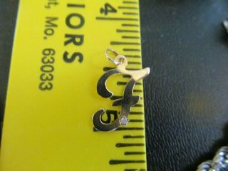 Vintage 14k Solid Yellow Gold Diamond F Initial Letter Charm Pendant 3/4 