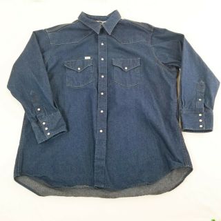 Vintage Carhartt Xxl Denim Pearl Snap - Button Long Sleeve Shirt Western Wear