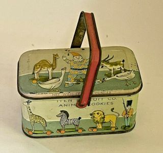 Rare Vintage Iten Biscuit Co.  Animal Cookies Tin In