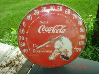 Vintage Round 12 " (drink Coca - Cola Delicious & Refreshing) Advertise Thermometer