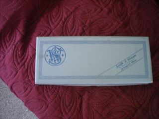Vtg Empty S&w Gray Gun Box,  (pre.  Zip Code) With Wax Paper,  & Reg.  Card