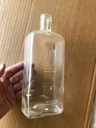 Vintage Clear Owl Drug Co.  2 - Wings Embossed Bottle Empty