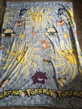Rare Vtg 90s Nintendo Pokemon Twin Comforter Blanket Bed Quilt