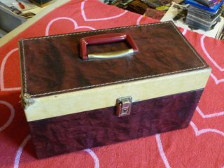 Vintage Brown Faux Leather 7 " 45 Rpm Record Storage Carrying Case Holds 150