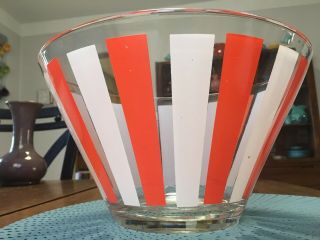 Vintage Hazel Atlas Candy Stripe Clear Glass Bowl Chip And Dip Mcm Very Htf
