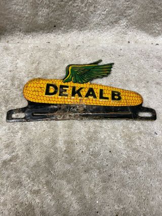 Vintage Dekalb Winged Corn Cob License Plate Topper