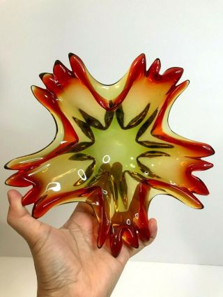 Vintage Murano Art Glass Form Amberina Glass Bowl Ash Tray