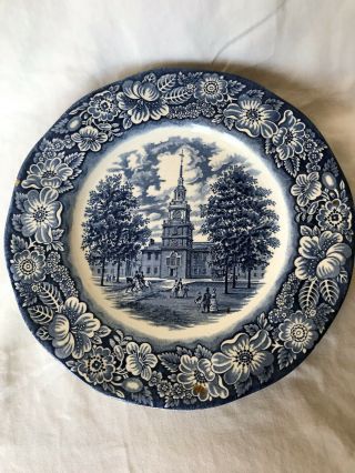 Vintage Liberty Blue China 9 7/8 " D Dinner And 8 3/4 " D Salad Plates - Set Of 8