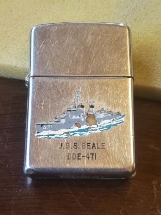 1961 Uss Beale Dde 471 Town And Country Zippo Lighter Rare Vintage Us Navy