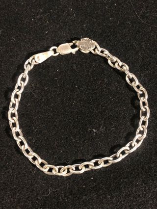 Vintage Sterling Silver Harley Davidson Chain Link Ladys 7 3:8 Inch Bracelet