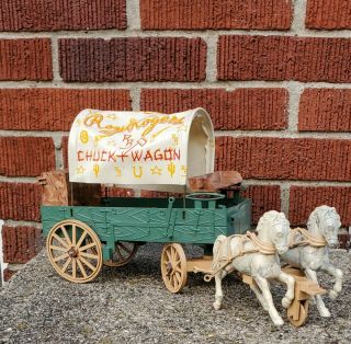 Vintage Ideal Roy Rogers Chuckwagon Wagon And Horses Only Toy Western