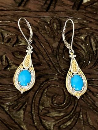 Vintage Michael Valitutti 925 Sterling Silver Sleeping Beauty Turquoise Earrings
