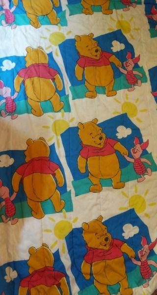 Vintage Disney Winnie The Pooh Twin Size Comforter Piglet Clouds Read