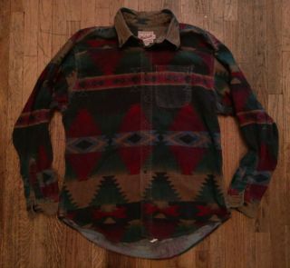 Woolrich Vintage Aztec Southwest Flannel Blanket Shirt Mens Xl Western Made Usa