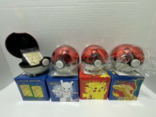 23k Gold 1999 Vintage Burger King Pokemon Cards Charizard,  Togepi,  Mewtwo,  Pikachu