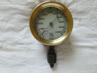 Early Large 5 1/4 " Ashcroft Vintage Brass Pressure Gauge