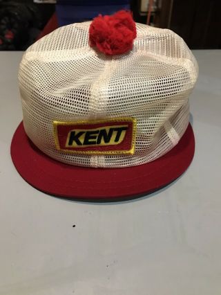 Vintage Kent Feeds Short Brim Pom Hat Livingston Wi Trucker Mesh K - Brand
