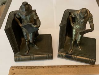 Vintage Jennings Brothers Bronze Bookends Jb 2869 Man Reading Newspaper