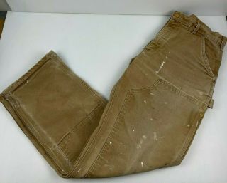 Vintage Carhartt B01 BRN Double Knee Mens Work Duck Canvas Pants USA Size 33X32 3