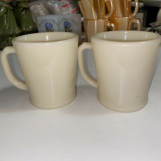 2 Vintage Fire King Ivory D Handle Mugs