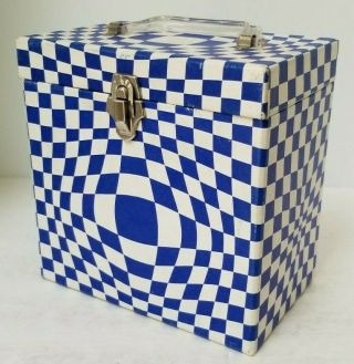 Vintage Blue & White Platter - Pak 45 Rpm Record Holder Carry Case Box No.  740