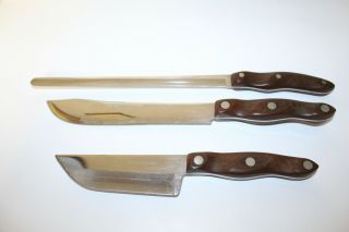 3 Vintage Cutco Knives Classic Brown Handles Usa No.  22 24 & 25