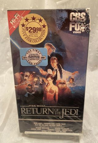 Vintage Star Wars Cbs Fox Vhs Tape Return Of The Jedi 1986 Red Label Read